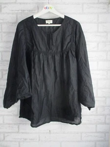 Holiday womens top blouse shirt black cotton silk M/L 12/14 oversized boho - Picture 1 of 10