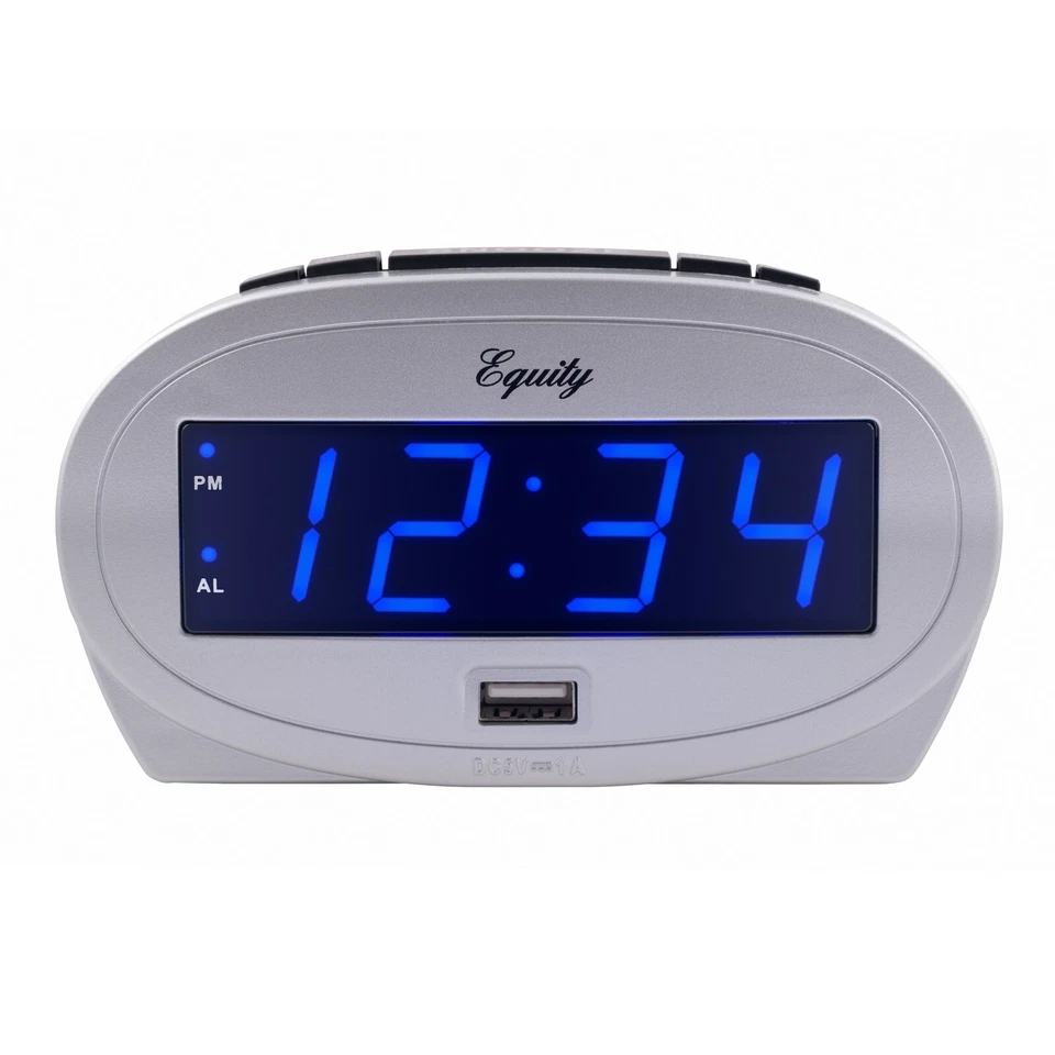 EQUITY ALARM CLOCKS 2 PACK LED DIGITAL ALARM LARGE DISPLAY & WINDUP ALARM