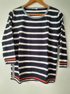 Blue & White Striped Women’s Jumper / Top From ‘Gerry Weber’ With ¾-Length Sleev - Picture 1 of 8