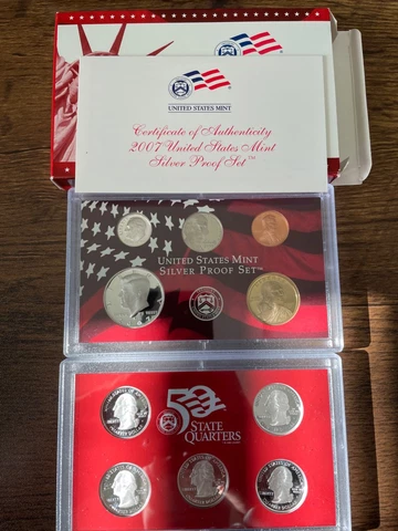 2007 S US Mint Silver Proof Set - 14 Coins - OGP & COA Cover