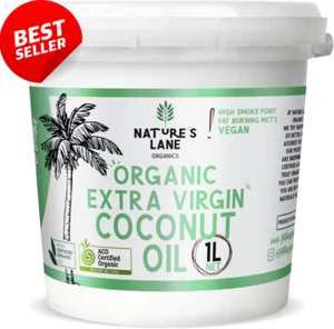 Organic Extra Virgin Coconut Oil 1L Pail Unrefined Cold-Pressed Cooking - Picture 1 of 12