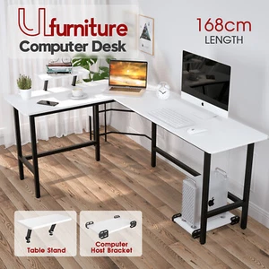 L-Shape Corner Desk Computer Table Student Study Workstation Home Office White - Picture 1 of 12
