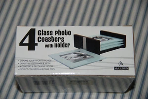 Set of 4 Glass Photograph Coasters With Holder -- Home Decor - Bild 1 von 3