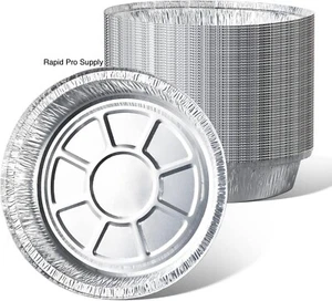 100 Pack Premium 8-Inch Round Aluminum Foil Pans, Heavy Duty Disposable Pan - Picture 1 of 3