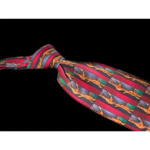 Corbata de seda vintage J. Garcia marrón borgoña abstracta para hombre de diseñador - Imagen 1 de 5