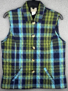 Company Collection Vintage karierte Weste Damen klein blau türkis gelb Kragen - Bild 1 von 10