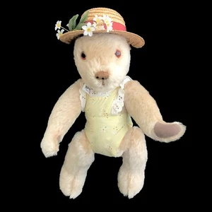 Vintage Merrythought artikulierter Teddybär stumpfe Beine markiert Blumen Strampler 15 Zoll - Bild 1 von 8