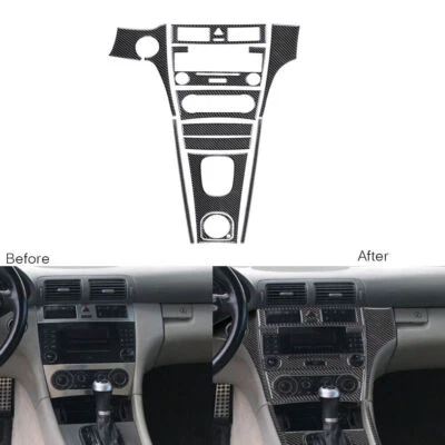 Cubierta de panel de consola de fibra de carbono 10 piezas para Mercedes-Benz Clase C W203 2005-2007 Foto 1 de 4