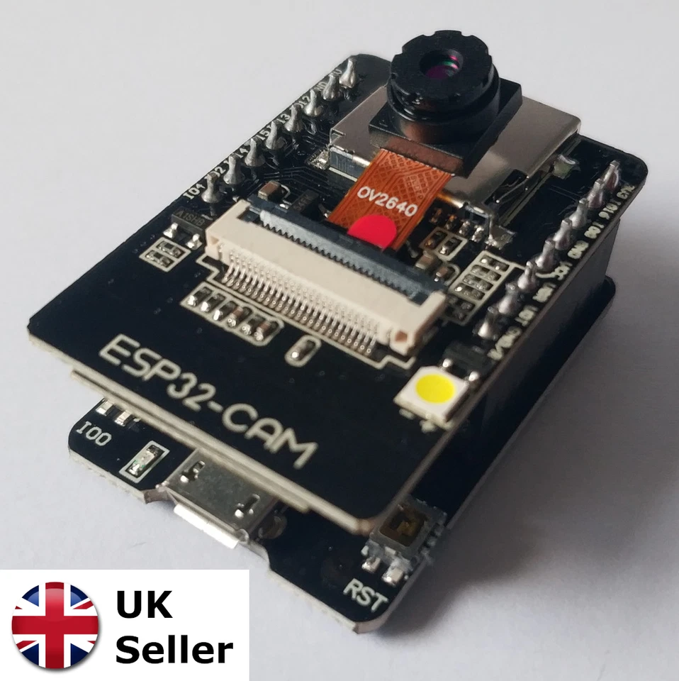 ESP32-CAM & OV2640 Kameramodul, WLAN, Bluetooth (plus optionale Antenne & MB) - Bild 1 von 1