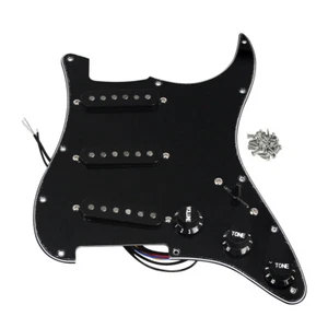 FLEOR Alnico 5 SSS Vorverdrahtetes Pickguard Staggered Single Coil Schwarz - Picture 1 of 8