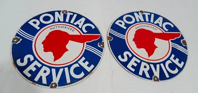 Pontiac service Porcelain Enamel Sign 12 x 12 Inches 1 Sided - Image 1 of 4