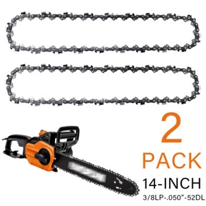 2 Stück 14 Zoll Kettensäge Sägeblatt passend für Worx WG305/WG305.1 3/8 Zoll LP 0,050 Zoll Stärke 52DL - Bild 1 von 12
