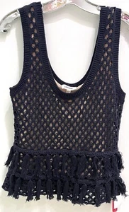 Nuevo con etiquetas L’Agence negro ganchillo sin mangas flecos talla L $350 - Imagen 1 de 5