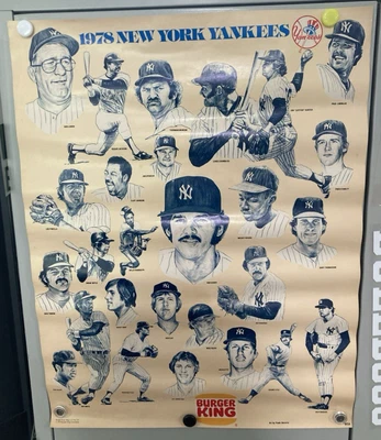 1978 Burger King World Champion New York Yankees Poster Jackson Munson Vintage! - Image 1 of 3