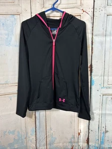 Chaqueta Under Armour Niñas Jóvenes Grande Negra y Rosa Cremallera Completa con Agujeros para el Pulgar Capucha - Imagen 1 de 8