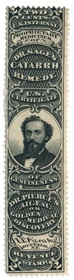 RS190b, Dr. Pierce, Catarrh Remedy, Match & Medicine, revenue stamp - Image 1 of 4