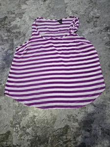 Camicetta canottiera Torrid trasparente senza maniche tasca viola bianca a righe TG 3 3X - Foto 1 di 4