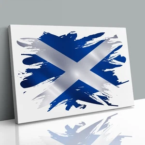 Schottland Flagge Pinselfarbe Leinwand gerahmter Druck Bild Wandbild - Bild 1 von 29