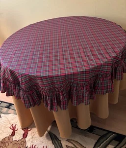 Weihnachten kariert gerafft 60" runde Tischdecke oder Baumrock tolle Weihnachtsdekoration - Bild 1 von 7