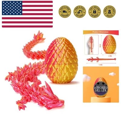 Huevo sorpresa dragón impreso en 3D, dragón ejecutivo inquieto juguetes de escritorio decorativos... Foto 1 de 4