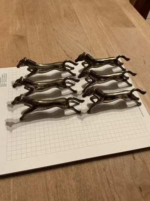 6 X alte Messerbank Pferd Messerbänkchen Fohlen kompletter Satz - Bild 1 von 4