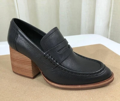 NEW Kork-Ease Womens Modeste Leather Penny Loafer Block Heel Pump US 7.5 M Black - Image 1 of 4