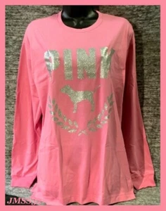 Camiseta Victoria's Secret Rosa Bling Campus LS Dalia Rosa Plata Perro L XL - Imagen 1 de 5