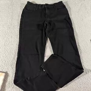Tahari Jeans Black Women's Size 2 Womens Pocket Button Zip Straight Comfort Fit - Picture 1 of 16