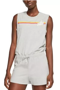 Nike Mujer Mameluco Gris Retro Arco Iris Ropa Deportiva Algodón Gráfico Jersey Nuevo con Etiquetas - Imagen 1 de 4