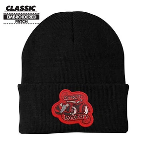 Detroit Motor City Hot Rod Ribbon Black Classic Knit Cap Beanie - Ford Gm Chevy - Picture 1 of 1