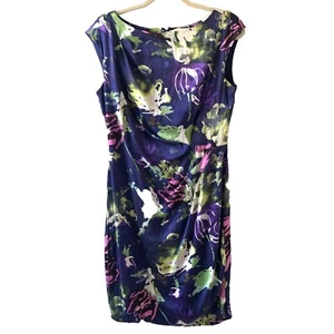 Suzi Chin For Maggy Boutique Sheath Dress 10 Multicolor Silk Blend Cocktail - Picture 1 of 5