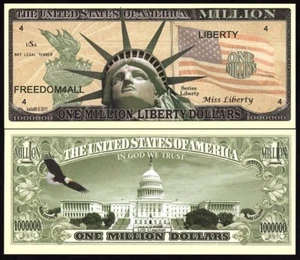 UNITED STATES ONE MILLION LIBERTY DOLLARS 1,000,000 DOLLARS UNC NOVELTY MONEY - Picture 1 of 1