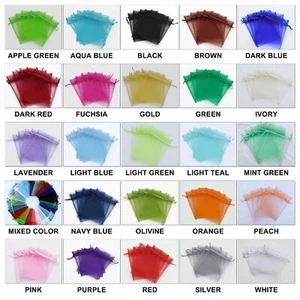 50/100/200/500 Organza Wedding Party Favor Gift Candy Sheer Bags Jewelry Pouch - Picture 1 of 40