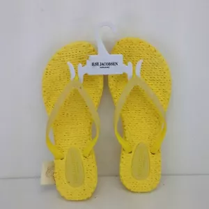 ILSE JACOBSEN Cheerful01 Yellow Flip Flops with Glitter - US Sizes from 6.5 - 11 - Picture 1 of 4