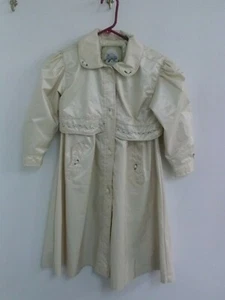 F W Fischer Outerwear Ivory Cream Pearl Raincoat Girls Sz XL 6X  Pristine! - Picture 1 of 10