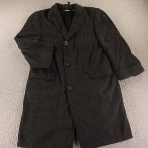 VTG Overcoat Mens M Gray Windowpane Check Wool Tweed Removable Liner 40R - Picture 1 of 17