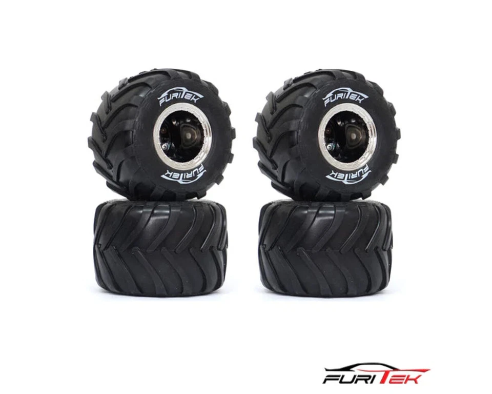 DE Monster Truck Tires & Wheels 72x50mm (4) FURITEK for 1/24 & 1/18 - FUR2311