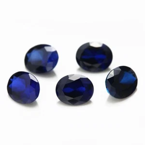 Synthetic Blue Sapphire Color Oval Shape Lab Created Faceted Nano Loose Gemstone - Picture 1 of 24