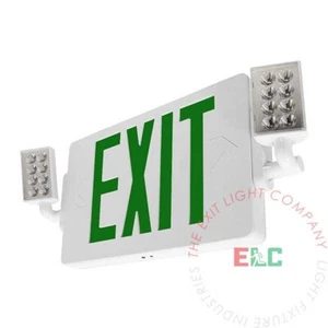 LFI Lights | Thin Green LED Exit Sign Emergency Light Combo | COMBOT-G-W-BB - Picture 1 of 3