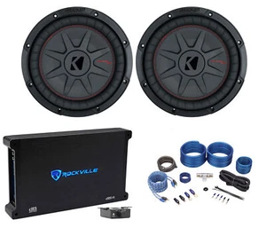2) Kicker 48CWRT102 10" 1600W Subwoofer Auto Slim Poco Profondo+Mono Amplificatore+Kit Amplificatore - Foto 1 di 12