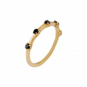14K Gold 0.13 Ct. Five Black Lab-Created Diamond Wedding Band Ring Fine Jewelry - Picture 1 of 1