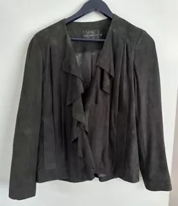 Women's FRENCH CONNECTION Leather Suede Waterfall Jacket Blazer Lined Size UK 8 - Picture 1 of 11
