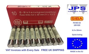 Quick Acting Fuse 630mA SIBA 70 065 63 F630mA 500V 189020 JPSF017 Qty x 1/5/10 z - Picture 1 of 8