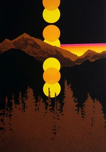 Serigrafía abstracta 1978 firmada a mano impresión de bellas artes paisaje estilo PopArt sin usar. - Imagen 1 de 4