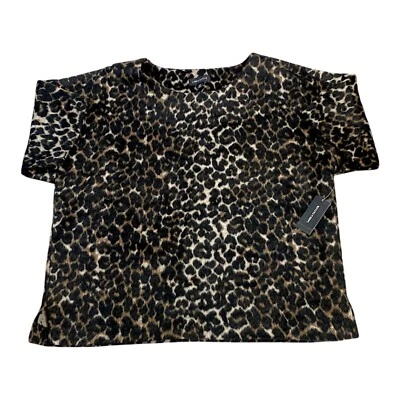 Suéter Lord Taylor Mujer M Leopardo Estampado Animal Pullover Manga Corta Recortado Foto 1 de 4