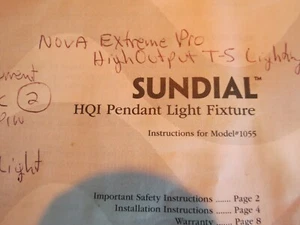 Current Sundial HQI Pendant Light Fixture Owner & Operating Manual, Good Cond. - Picture 1 of 6