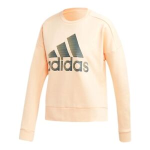 Adidas ID glam Crew sweater Large Side Slit Hems Snap Closure Peach