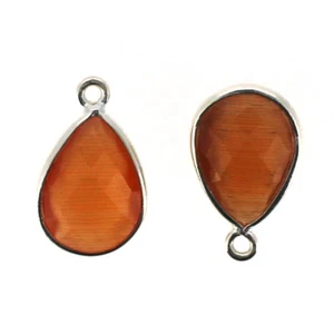 Einfassung Edelstein Anhänger Sterlingsilber orange Monalisa-kleine Träne-10x14mm (2 Stck.) - Bild 1 von 3