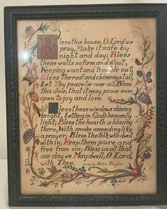 antique vintage 1959 hand painted made religious blessing manuscript painting  - Picture 1 of 12