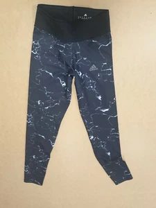 FF524 WOMENS ADIDAS CLIMALITE BLACK GREY RUN YOGA LEGGINGS UK XS 4-6 W24-25 L29 - Picture 1 of 3